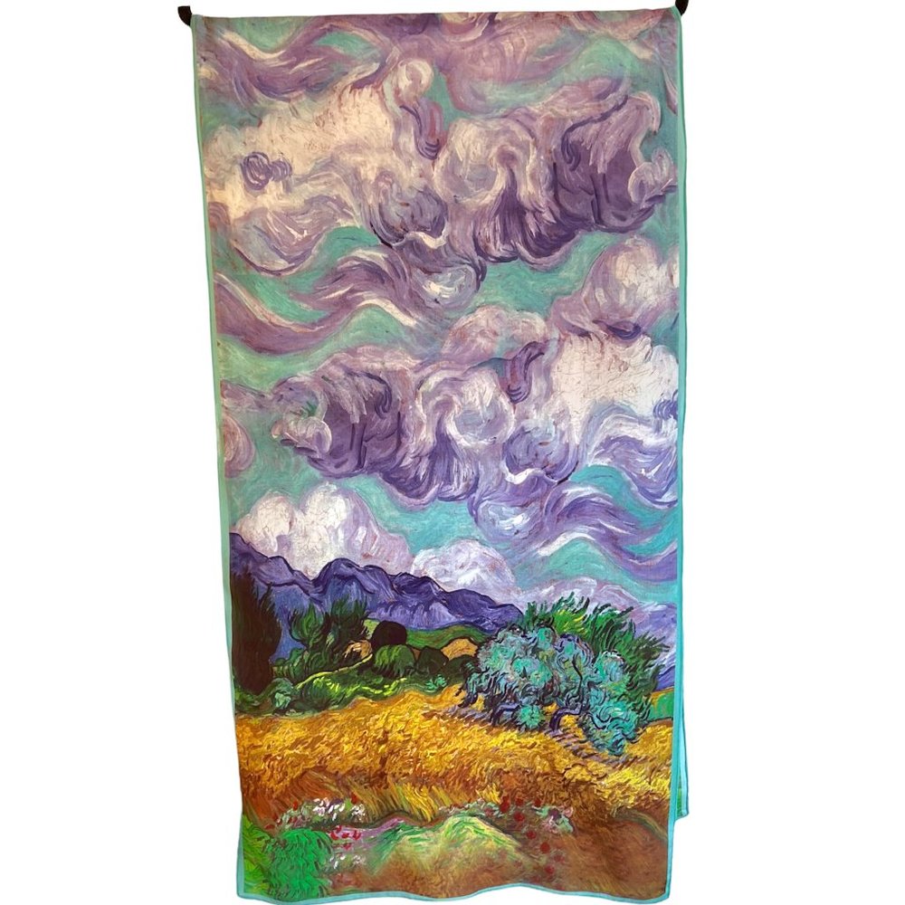 Vincent van Gogh A Wheatfield with Cypresses Silk Scarf